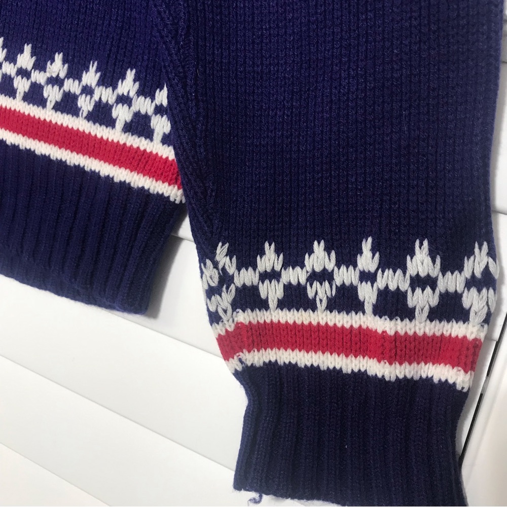 70’s Vintage Large Nordic Navy Snowflake Acrylic Sweater JC Penney - Picture 5 of 6